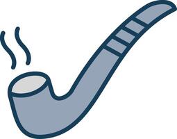 Smoking Pipe Line Filled Grey Icon vector