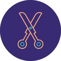 Scissors Line Two Color Circle Icon vector