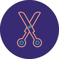 Scissors Line Two Color Circle Icon vector