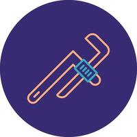 Pipe Wrench Line Two Color Circle Icon vector