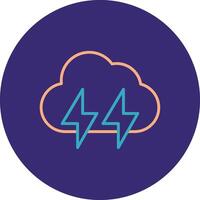 Lightening Line Two Color Circle Icon vector