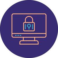 Locked Computer Line Two Color Circle Icon vector