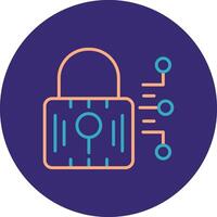 Cyber Security Line Two Color Circle Icon vector