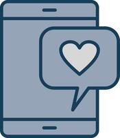 Love Chat Line Filled Grey Icon vector