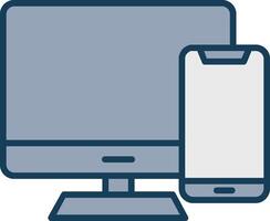 Responsive Devices Line Filled Grey Icon vector