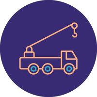 Crane Truck Line Two Color Circle Icon vector