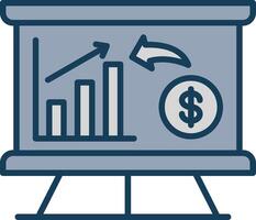 Income Chart Line Filled Grey Icon vector