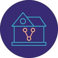 Sharing House Line Two Color Circle Icon vector