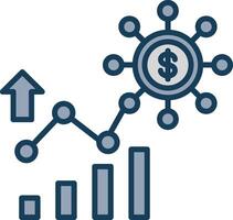 Business Chart Line Filled Grey Icon vector