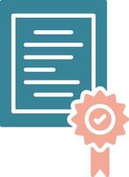 Certificate Glyph Two Color Icon vector