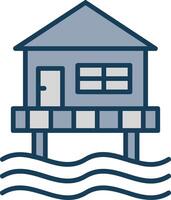 Beach Hut Line Filled Grey Icon vector