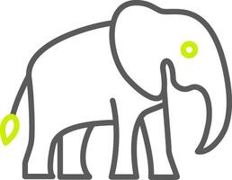 elefante línea icono de dos colores vector
