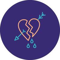 Broken Heart Line Two Color Circle Icon vector