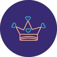 Crown Line Two Color Circle Icon vector