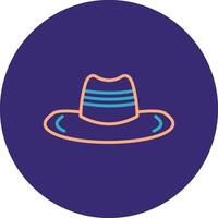 vaquero sombrero línea dos color circulo icono vector