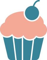 cupcake glifo icono de dos colores vector