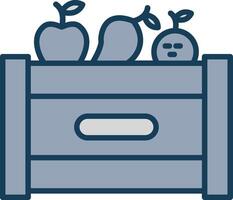 Fruta caja línea lleno gris icono vector