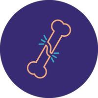 Broken Bone Line Two Color Circle Icon vector