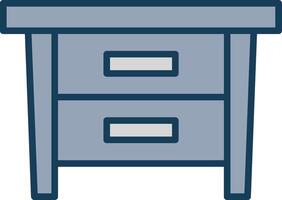 Side Table Line Filled Grey Icon vector