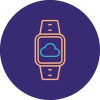 Cloud Connection Line Two Color Circle Icon vector