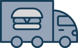 Food Truck Line Filled Grey Icon vector