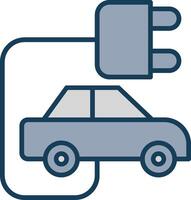 Electric Car Line Filled Grey Icon vector