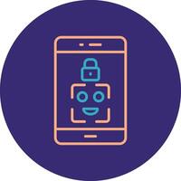 Facial Recognition Line Two Color Circle Icon vector