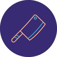 Butcher Knife Line Two Color Circle Icon vector