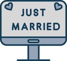 Just Married Line Filled Grey Icon vector