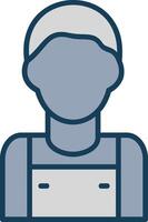 Loader Man Line Filled Grey Icon vector