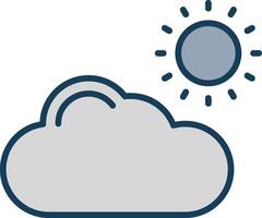 Cloud Line Filled Grey Icon vector