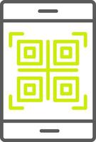 línea de código qr icono de dos colores vector