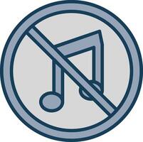 No Music Line Filled Grey Icon vector