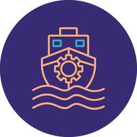 Boat Line Two Color Circle Icon vector