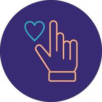 Hand Heart Line Two Color Circle Icon vector