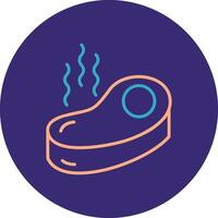 Steak Line Two Color Circle Icon vector