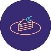 Piece Of Cake Line Two Color Circle Icon vector