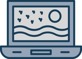 Laptop Line Filled Grey Icon vector