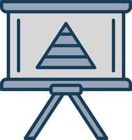Pyramid Chart Line Filled Grey Icon vector