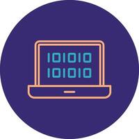 Binary Code Line Two Color Circle Icon vector