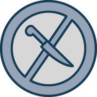 No cuchillo línea lleno gris icono vector