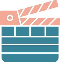 Clapperboard Glyph Two Color Icon vector