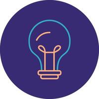 Light Bulb Line Two Color Circle Icon vector