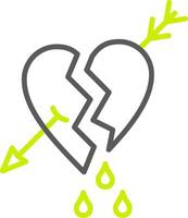 Broken Heart Line Two Color Icon vector