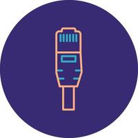 Ethernet Line Two Color Circle Icon vector