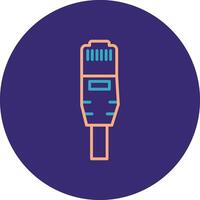 Ethernet Line Two Color Circle Icon vector