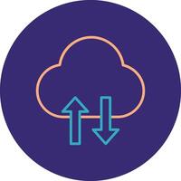 Cloud Data Transfer Line Two Color Circle Icon vector