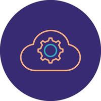 Cloud Settings Line Two Color Circle Icon vector