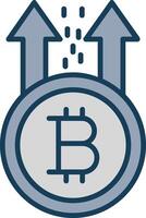 Bitcoin Rise Line Filled Grey Icon vector