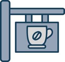 Cafe Signage Line Filled Grey Icon vector
